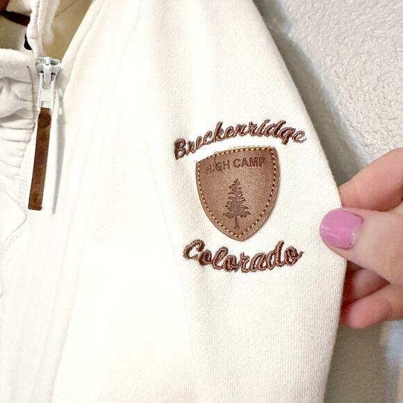 High Camp Outfitters Breckenridge CO Chunky White Zip Sweatshirt women's large - Picture 5 of 15